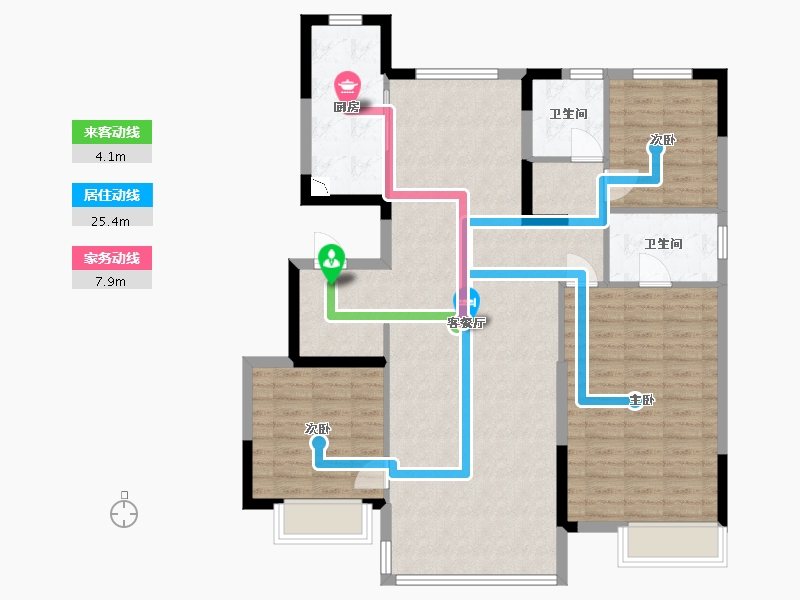 吉林省-延边朝鲜族自治州-通化恒大滨江左岸-110.90-户型库-动静线