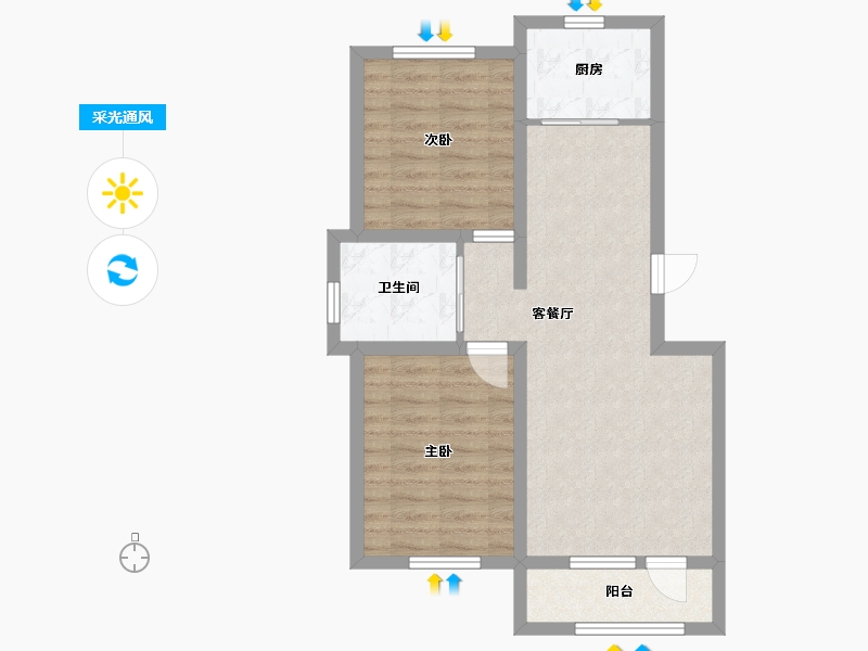 吉林省-延边朝鲜族自治州-融城·樾府-63.33-户型库-采光通风