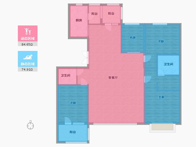 吉林省-延边朝鲜族自治州-水韵蓝天-146.40-户型库-动静分区