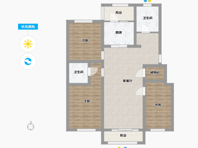 吉林省-延边朝鲜族自治州-蓝溪康苑-90.55-户型库-采光通风