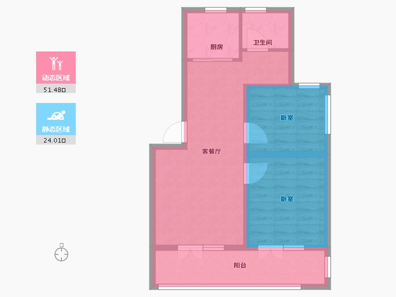 辽宁省-大连市-大连玉兰花园二期-67.30-户型库-动静分区