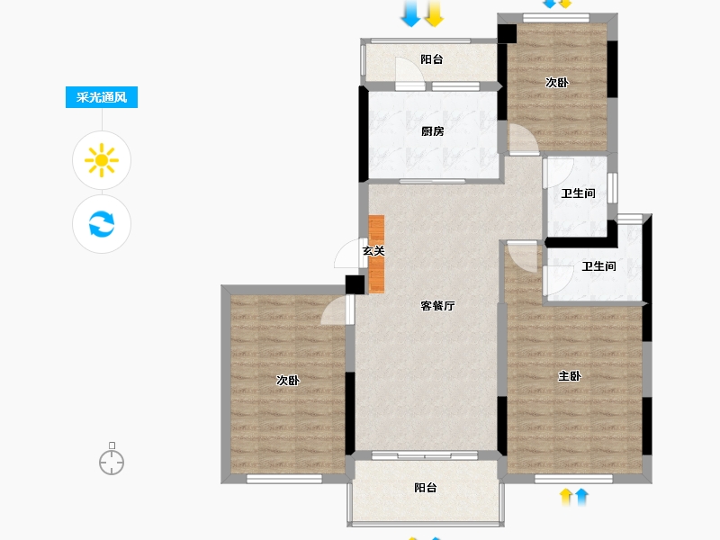 广西壮族自治区-柳州市-鹿寨碧桂园鹿鸣湖1號-95.30-户型库-采光通风