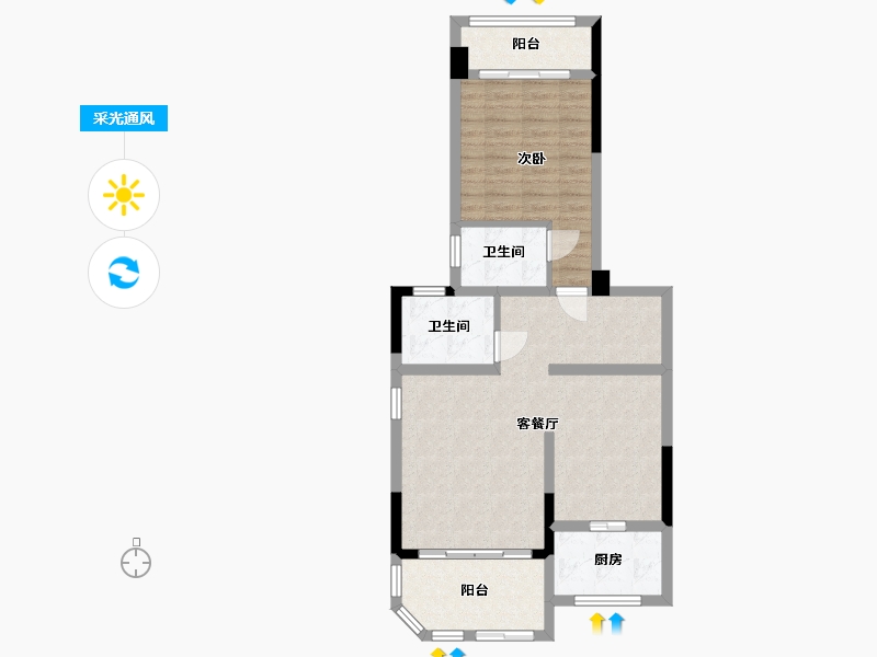 湖南省-长沙市-长沙恒大城-73.25-户型库-采光通风