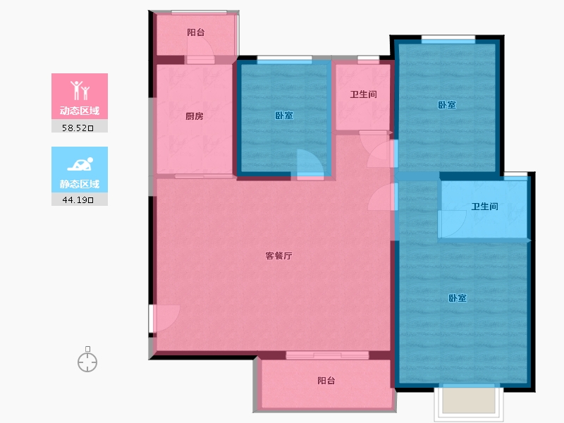 陕西省-西安市-龙腾万都汇-92.31-户型库-动静分区