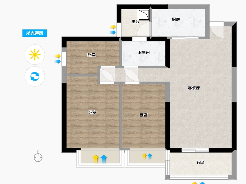 辽宁省-营口市-鑫盛家园-65.41-户型库-采光通风