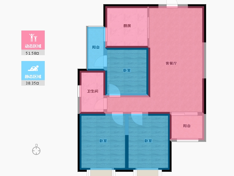 陕西省-西安市-龙腾万都汇-79.76-户型库-动静分区