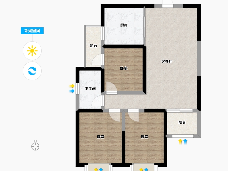 陕西省-西安市-龙腾万都汇-79.76-户型库-采光通风