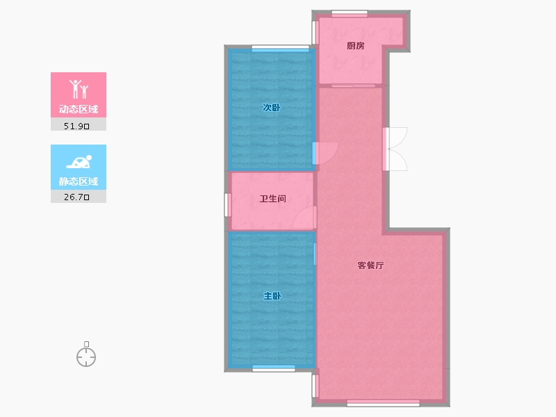 吉林省-延边朝鲜族自治州-亿洋·御城-71.69-户型库-动静分区