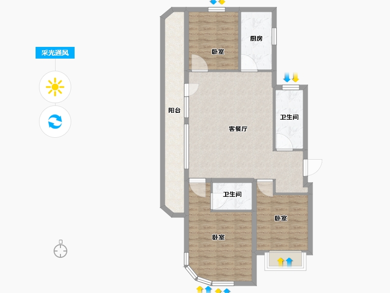 辽宁省-大连市-绿城湖畔和庐-87.01-户型库-采光通风