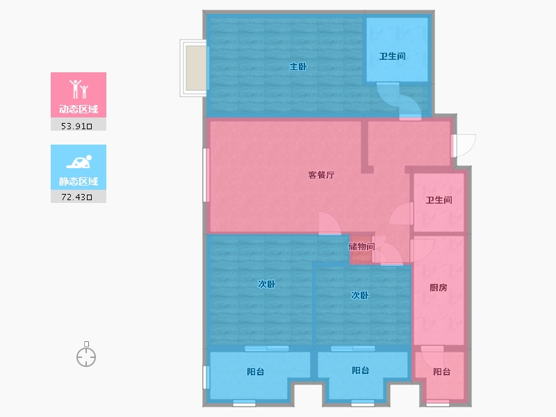 陕西省-西安市-长乐嘉韵-113.62-户型库-动静分区