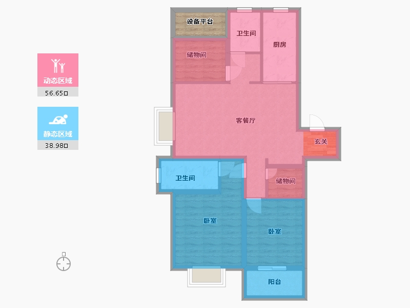 江苏省-南京市-万科和昌金域东方-88.00-户型库-动静分区