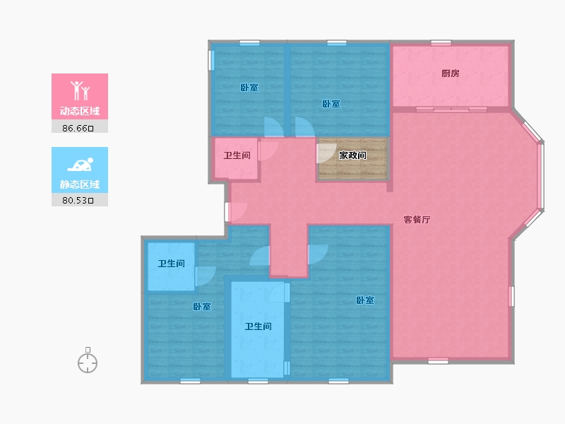 内蒙古自治区-包头市-万科中央公园-156.80-户型库-动静分区