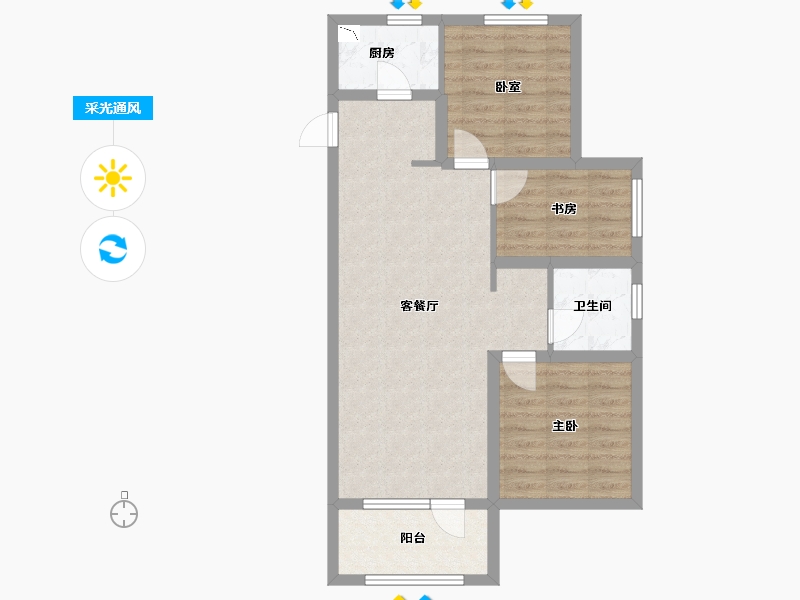 辽宁省-鞍山市-富力城-70.55-户型库-采光通风