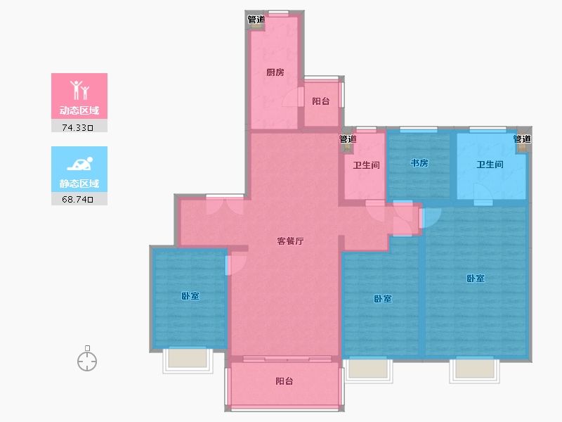 山西省-太原市-太原恒大天宸-129.16-户型库-动静分区