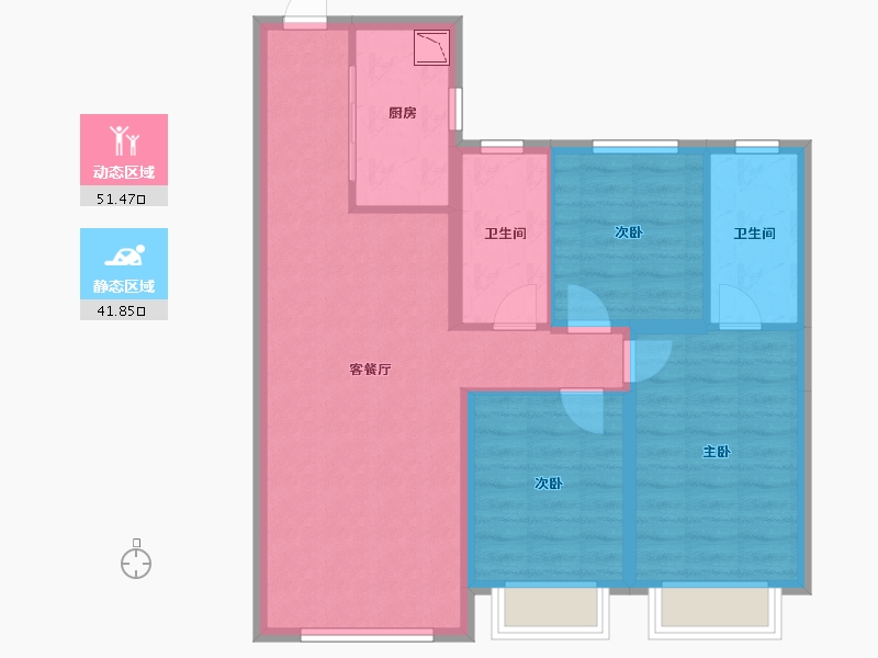 黑龙江省-哈尔滨市-金地峯范-83.46-户型库-动静分区