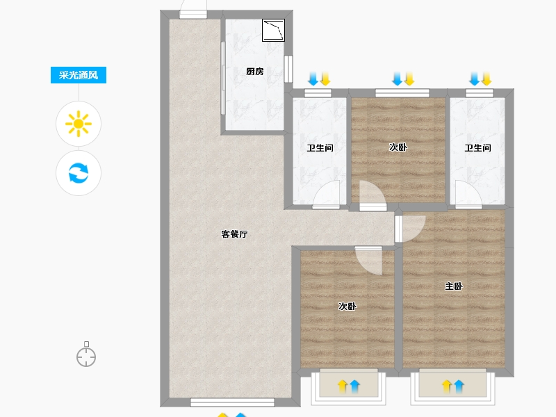 黑龙江省-哈尔滨市-金地峯范-83.46-户型库-采光通风