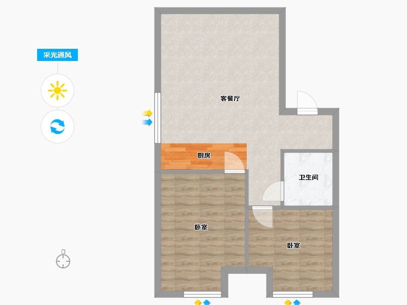 陕西省-西安市-隆基泰和铂悦山铂寓-59.49-户型库-采光通风