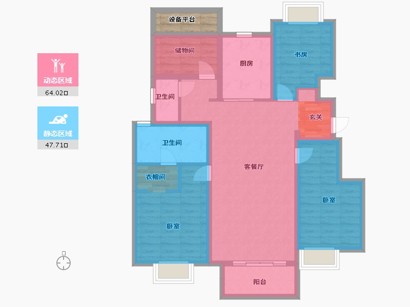 江苏省-南京市-万科和昌金域东方-102.00-户型库-动静分区