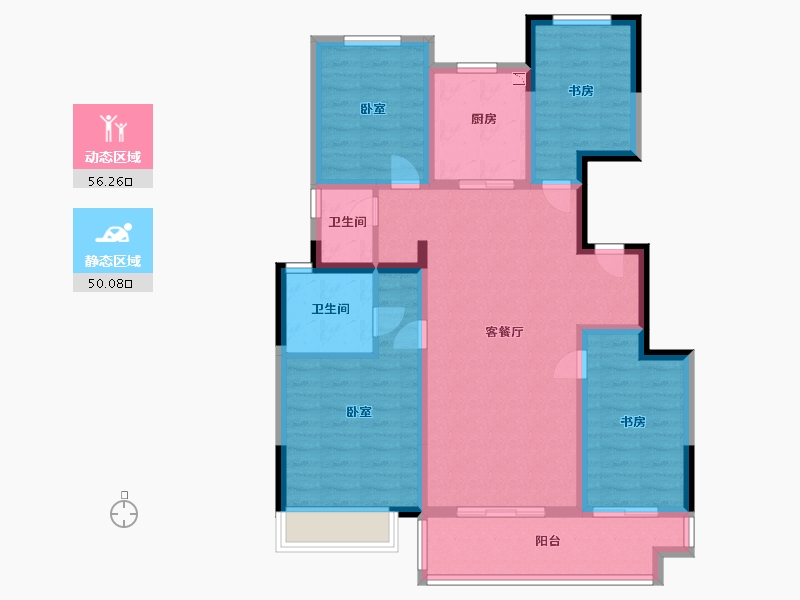 陕西省-西安市-西安孔雀城-93.99-户型库-动静分区