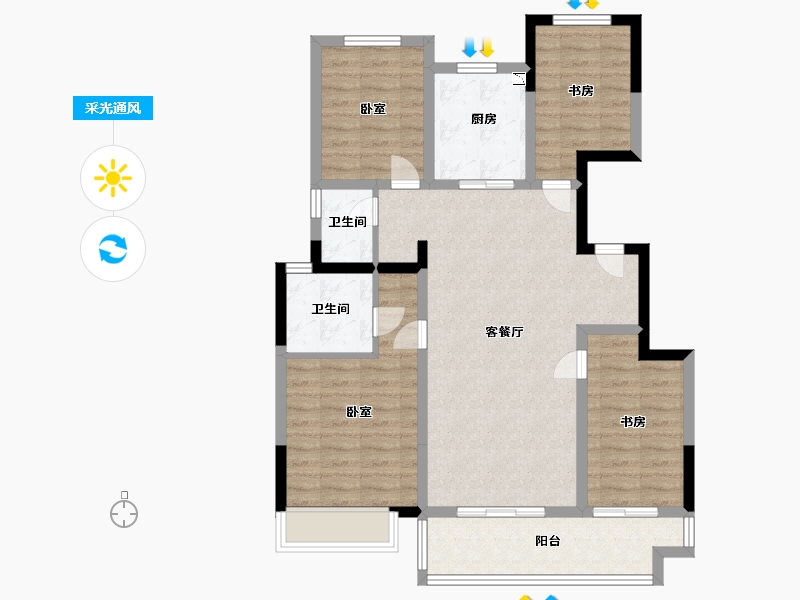 陕西省-西安市-西安孔雀城-93.99-户型库-采光通风