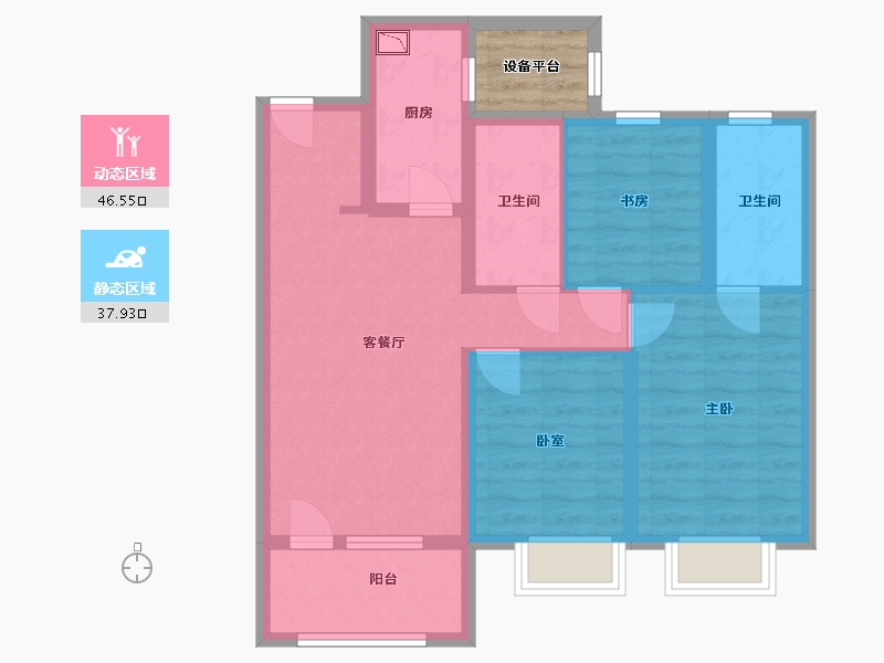 辽宁省-鞍山市-富力城-77.05-户型库-动静分区