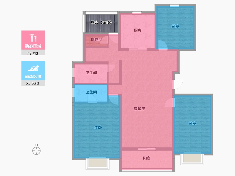 陕西省-西安市-世园·林逸-116.99-户型库-动静分区