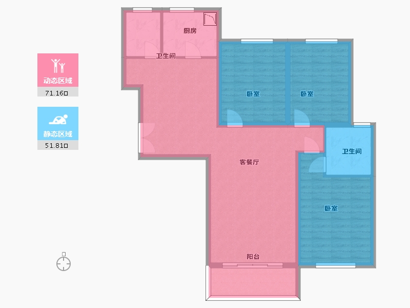 陕西省-西安市-天健望湖大观-110.72-户型库-动静分区