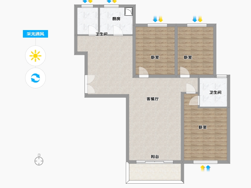 陕西省-西安市-天健望湖大观-110.72-户型库-采光通风