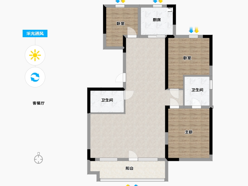 辽宁省-鞍山市-富力城-113.05-户型库-采光通风