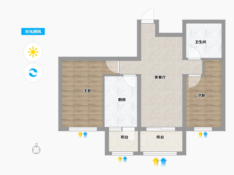 黑龙江省-牡丹江市-上东壹品-62.00-户型库-采光通风