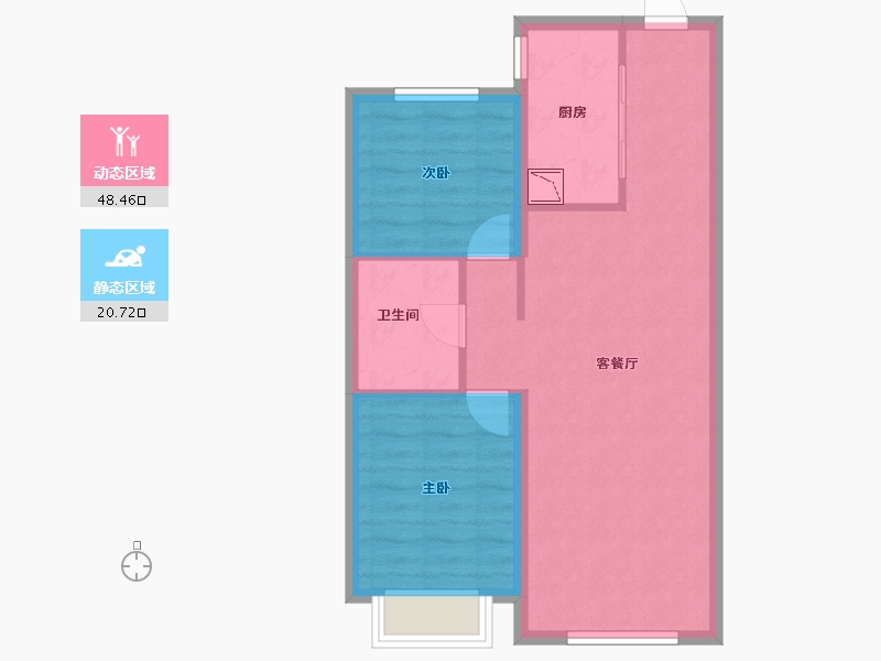 黑龙江省-哈尔滨市-金地峯范-61.95-户型库-动静分区