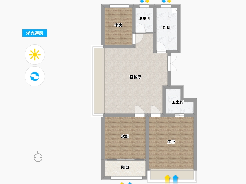 山东省-潍坊市-恒信崇文湖-80.20-户型库-采光通风