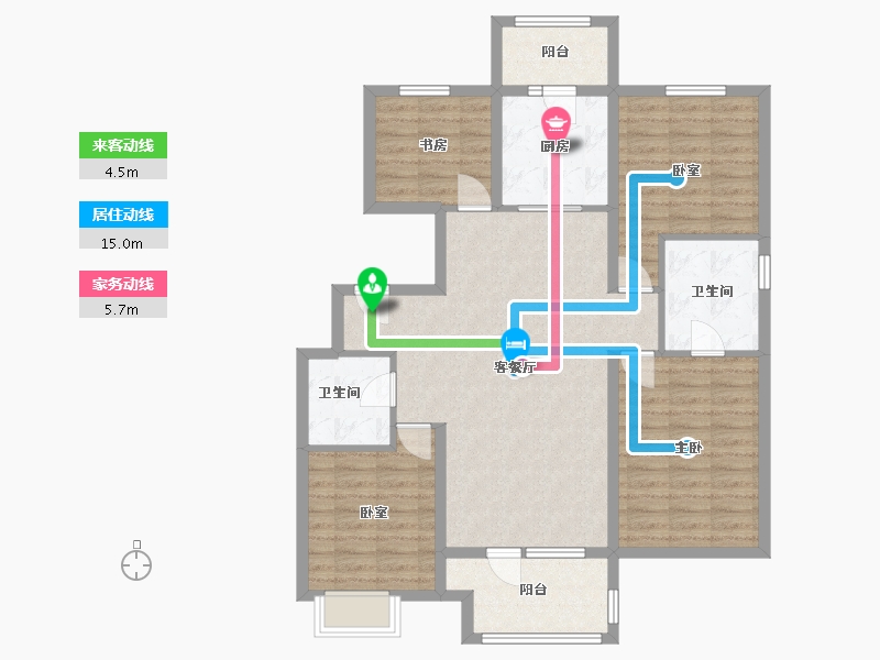 辽宁省-鞍山市-富力城-105.39-户型库-动静线