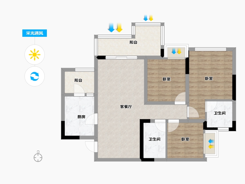 黑龙江省-绥化市-香格里拉·凤凰城-81.07-户型库-采光通风