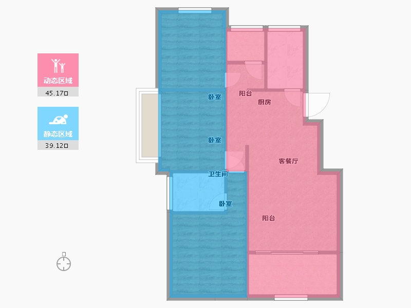 江苏省-南京市-中南山锦花城-76.63-户型库-动静分区