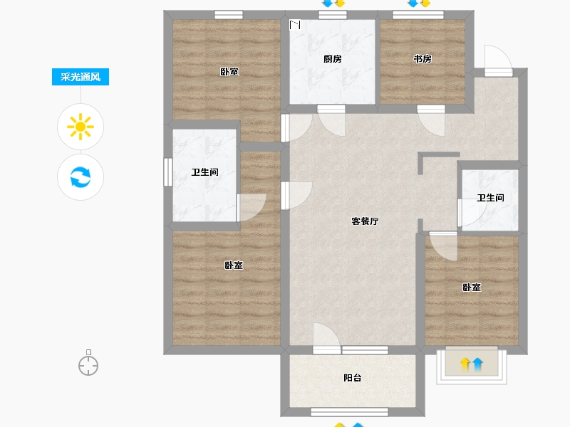 辽宁省-鞍山市-富力城-86.76-户型库-采光通风