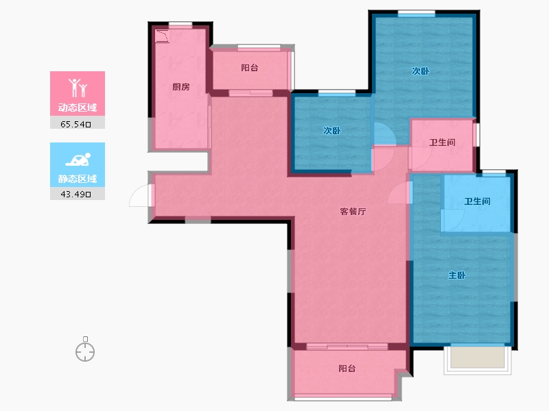 黑龙江省-哈尔滨市-恒大御峰-97.45-户型库-动静分区