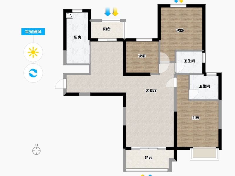 黑龙江省-哈尔滨市-恒大御峰-97.45-户型库-采光通风