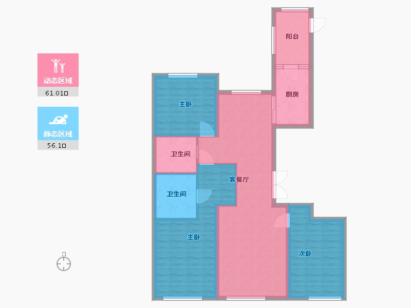 黑龙江省-哈尔滨市-辰能溪树庭院（南区）-105.60-户型库-动静分区