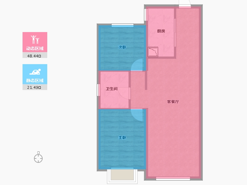 黑龙江省-哈尔滨市-金地峯范-62.61-户型库-动静分区