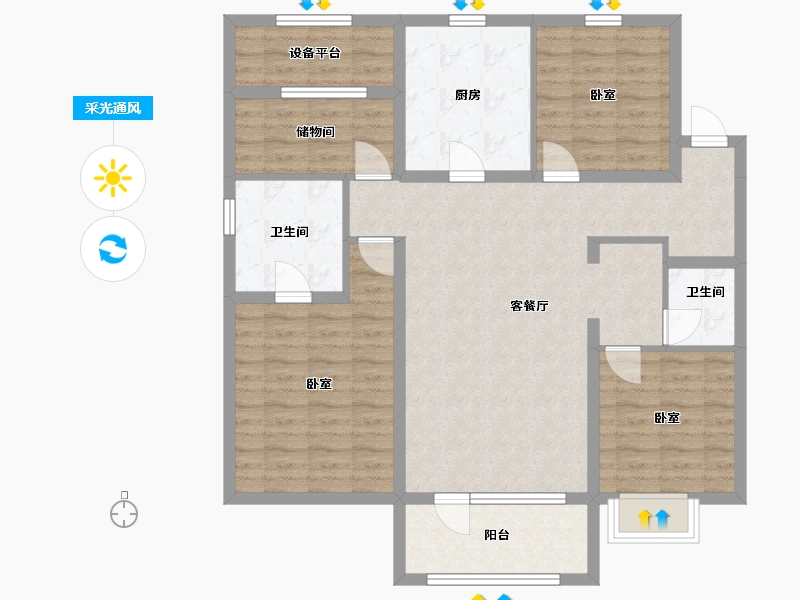 辽宁省-鞍山市-富力城-105.44-户型库-采光通风