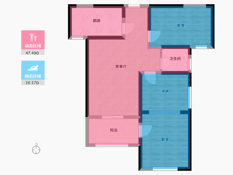 陕西省-西安市-金科世界城-74.00-户型库-动静分区