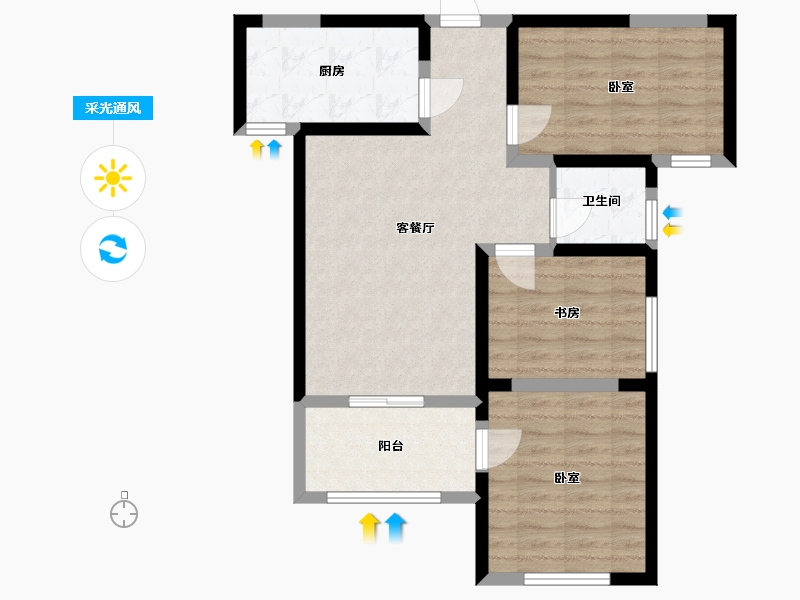 陕西省-西安市-金科世界城-74.00-户型库-采光通风