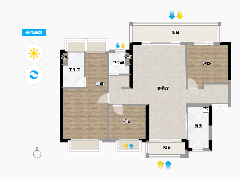 广西壮族自治区-梧州市-万达滨江城-92.23-户型库-采光通风