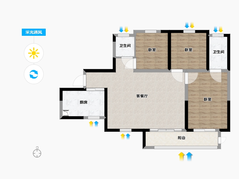 陕西省-西安市-金科世界城-102.01-户型库-采光通风