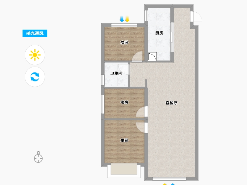 黑龙江省-哈尔滨市-金地峯范-72.32-户型库-采光通风