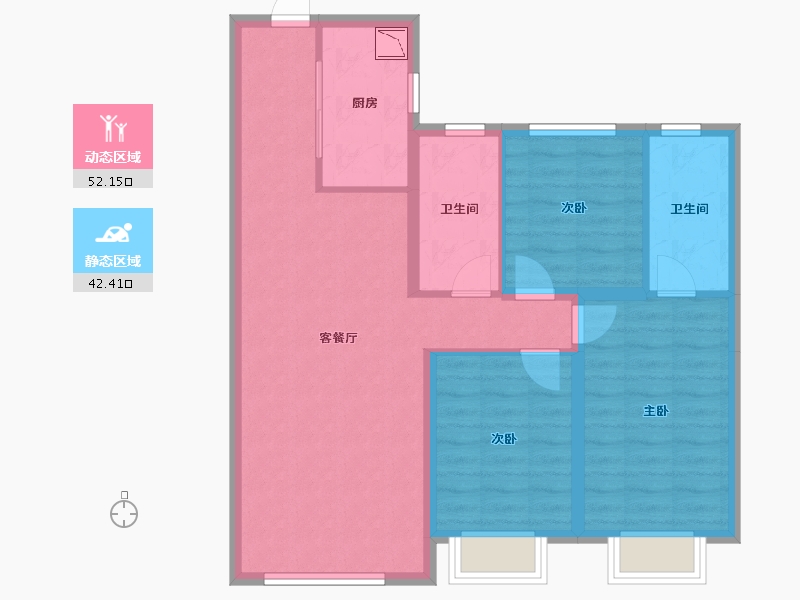 黑龙江省-哈尔滨市-金地峯范-84.59-户型库-动静分区