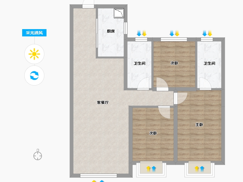 黑龙江省-哈尔滨市-金地峯范-84.59-户型库-采光通风