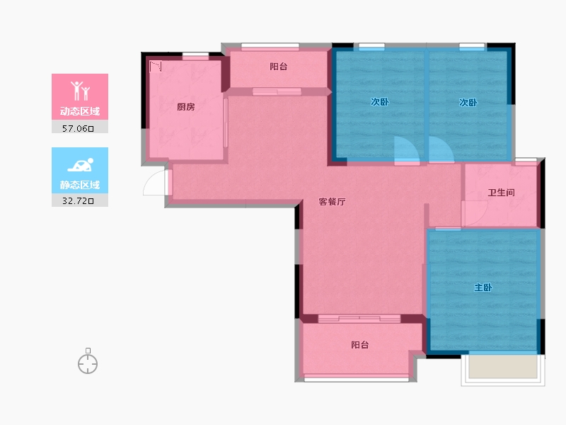 黑龙江省-哈尔滨市-恒大御峰-80.22-户型库-动静分区