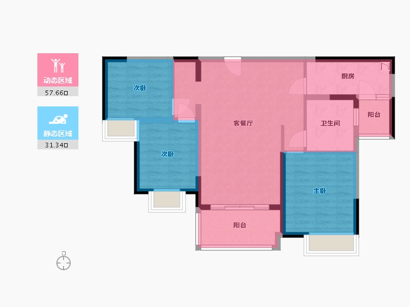 黑龙江省-哈尔滨市-恒大御峰-79.04-户型库-动静分区